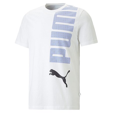 Camiseta Puma Ess+ Logo Lab Masculina Branco
