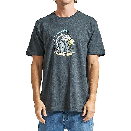 Camiseta Hurley Bedrock SM24 Masculina Mescla Preto