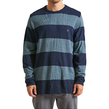 Camiseta Hurley Manga Longa Retilinea Stripes WT24 Marinho