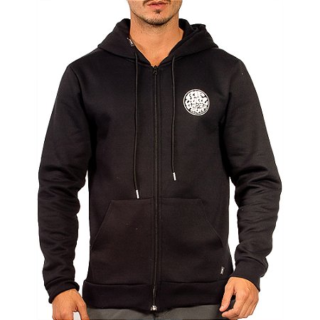 Moletom Rip Curl Aberto Round Logo Zip WT24 Masculino Black