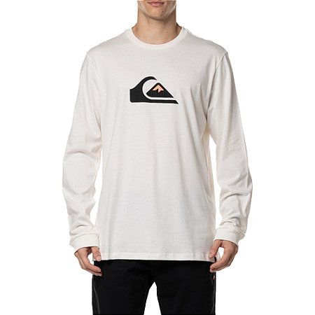 Camiseta Quiksilver Manga Longa Comp Logo WT24 Off White
