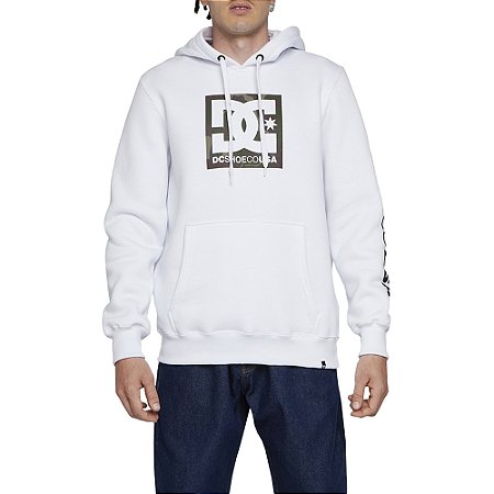 Moletom DC Shoes Canguru Square Star Fill 305G WT24 Branco