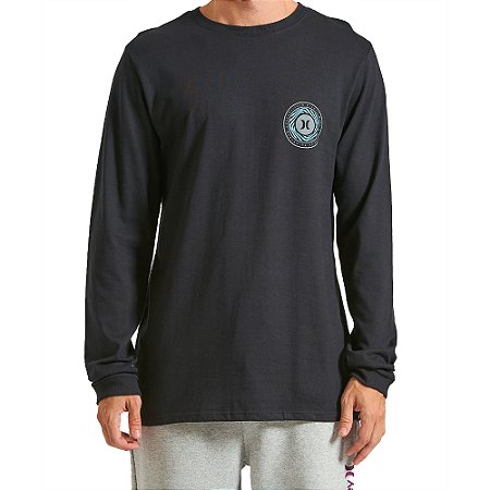 Camiseta Hurley Manga Longa Spiral WT24 Masculina Preto