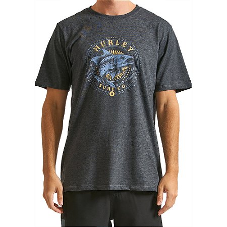 Camiseta Hurley Fish WT24 Masculina Mescla Preto