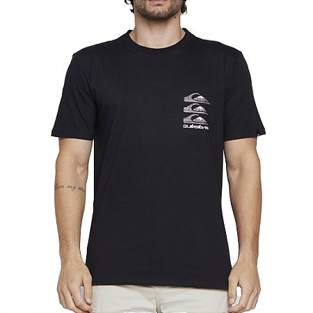 Camiseta Quiksilver Vertical Logos SM25 Masculina Preto