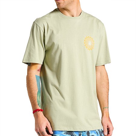 Camiseta Volcom Rabbit Hole SM25 Masculina Verde Médio