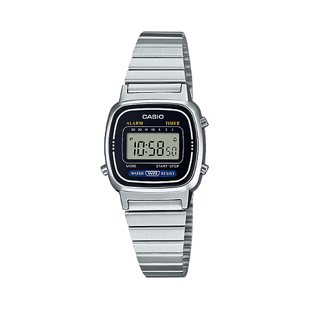 Relógio Casio Vintage LA670WA-1DF Preto/Prata