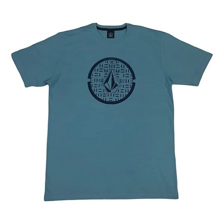 Camiseta Volcom Circle Texture SM25 Masculina Azul Médio