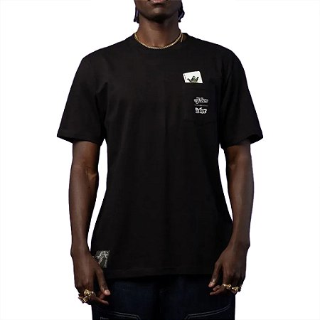 Camiseta Lost Joker Cards Bolso SM25 Masculina Preto