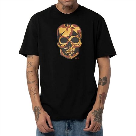 Camiseta MCD Caveira Camuflado SM25 Masculina Preto