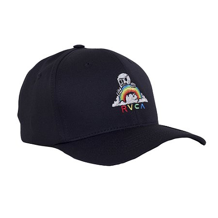 Boné RVCA Aba Curva Rainbow Skull Strapback SM25 Preto