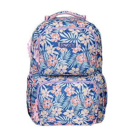 Mochila Esportiva Roxy Floral Dream Azul c/ Rosa