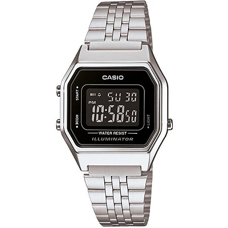 Relógio Casio Vintage LA680WA-1BDF Prata/Preto