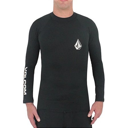 Camiseta Surf  Volcom Manga Longa Lido Solid SM25 Preto