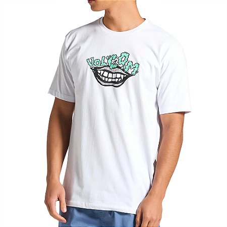 Camiseta Volcom Evil Grin SM25 Masculina Branco