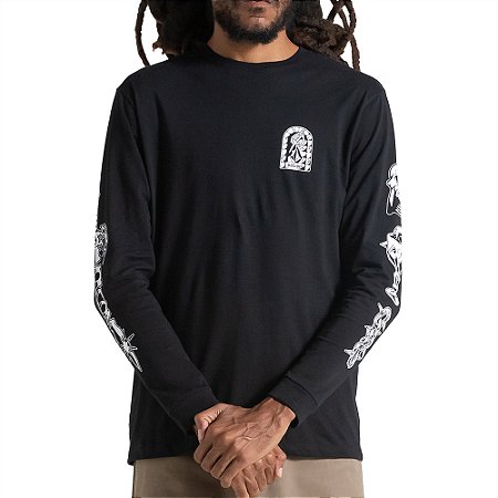Camiseta Volcom ML Astrong Tower WT25 Masculina Preto