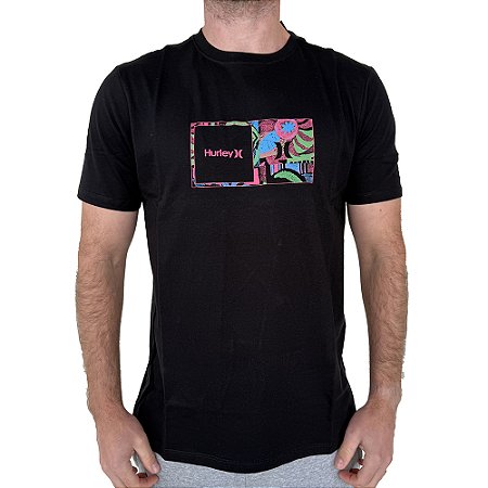 Camiseta Hurley Double Up Surf Noise WT25 Masculina Preto