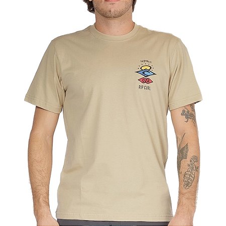 Camiseta Rip Curl Search Icon SM26 Masculina Khaki Sand