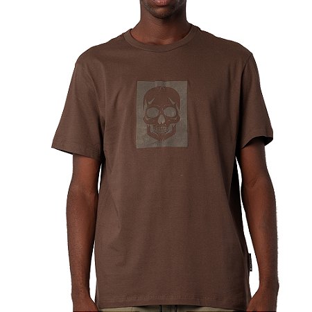 Camiseta MCD Caveira Vazada SM26 Masculina Marrom Ruina