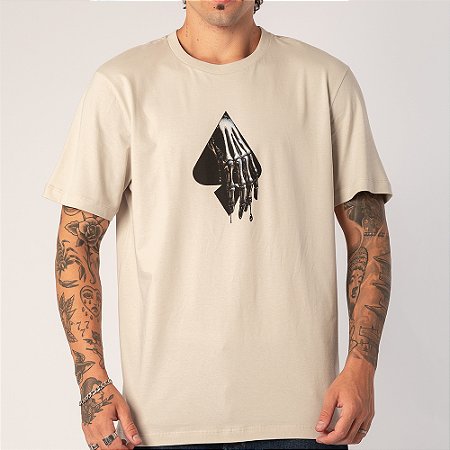 Camiseta MCD Mão Cromada SM26 Masculina Bege Poeira