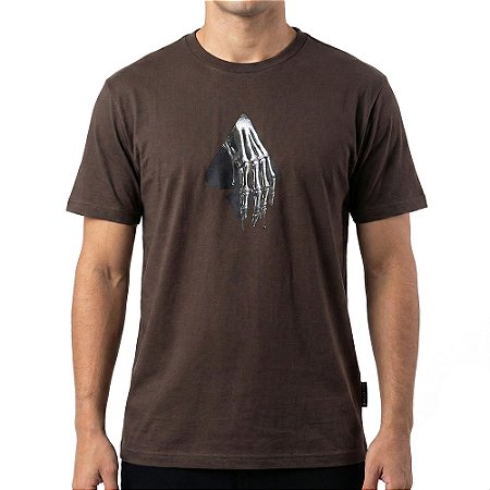 Camiseta MCD Mão Cromada SM26 Masculina Marrom Ruina