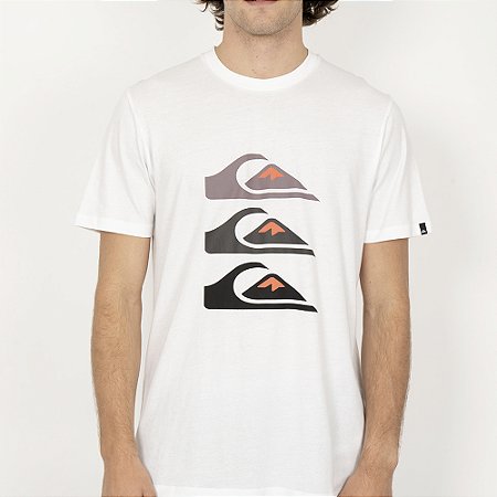 Camiseta Quiksilver Three Logo SM26 Masculina Branco
