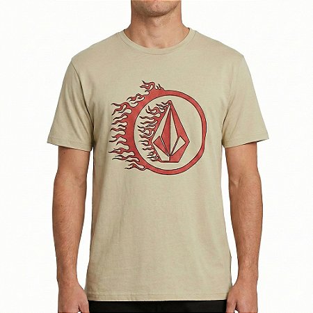 Camiseta Volcom Circle Stone SM26 Masculina Bege