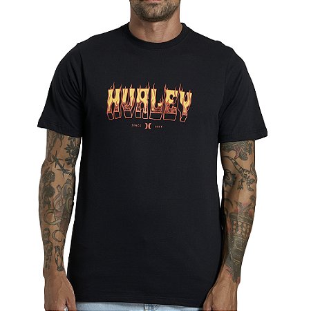 Camiseta Hurley Flame SM26 Masculina Preto