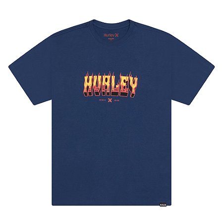Camiseta Hurley Flame Oversize SM26 Masculina Marinho