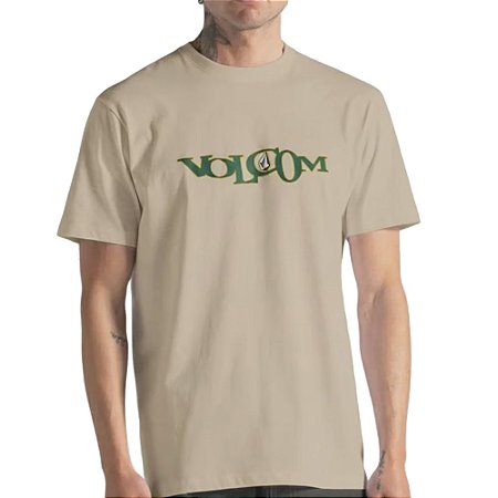 Camiseta Volcom Skidder Oversize SM26 Masculina Bege