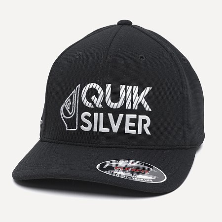 Boné Quiksilver Aba Curva Silver Transfer Emb SM26 Preto