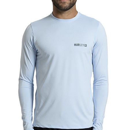 Camiseta Hurley Surf Manga Longa Sticker SM26 Azul Claro