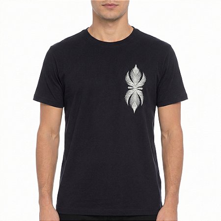 Camiseta Osklen Slim Vintage Leaf Masculina Preto