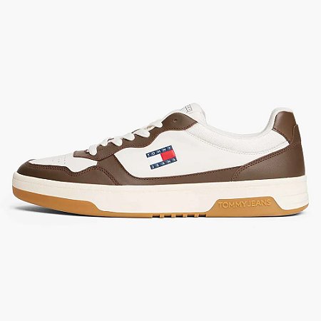 Tênis Tommy Hilfiger TJM Cupsole Leather Ivory/Velvet/Brown