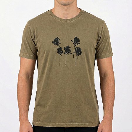 Camiseta Osklen Slim Stone Coqueiros Masculina Caqui