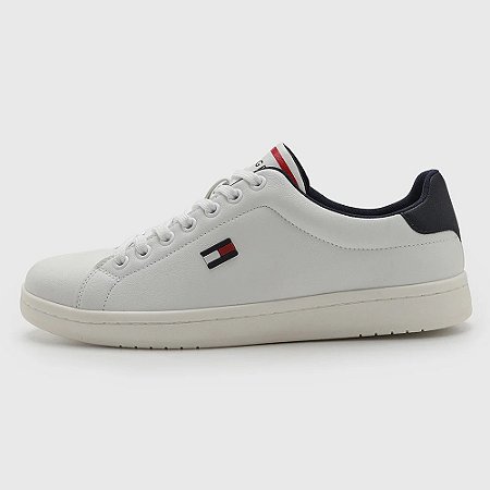 Tênis Tommy Hilfiger Flag Low Cut Lace-Up Masculino White