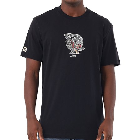 Camiseta Lost Motorcycle WT26 Masculina Preto