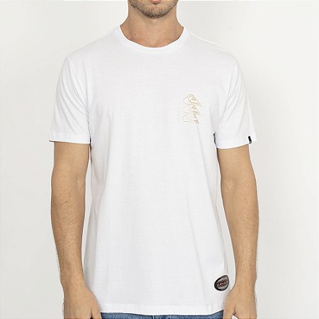Camiseta Quiksilver Chrome Three Logo WT26 Masculina Branco