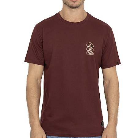 Camiseta Quiksilver Chrome Three Logo WT26 Masculina Vinho