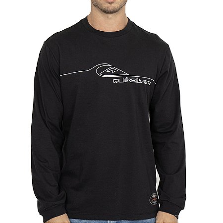 Camiseta Quiksilver Manga Longa New Lines WT26 Preto
