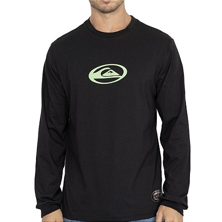 Camiseta Quiksilver ML Domed Logo Flaming Heat WT26 Preto