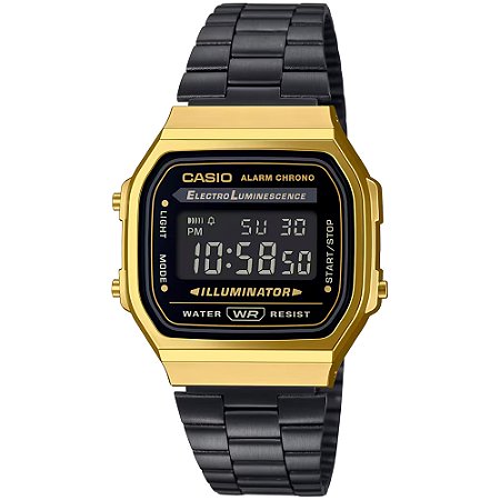 Relógio Casio Vintage A168WEGB-1BDF Preto/Dourado