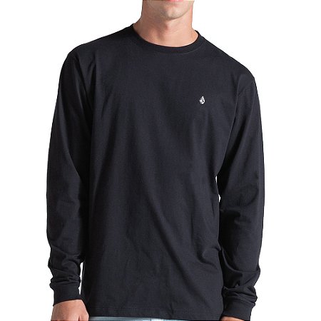 Camiseta Volcom Manga Longa Stone Blanks W26 Masculina Preto