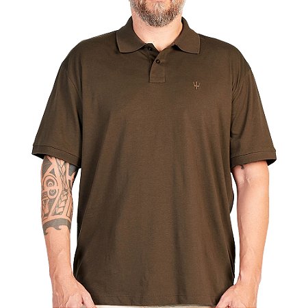 Camisa Polo Osklen Tridente Touch Masculino Marrom Onix