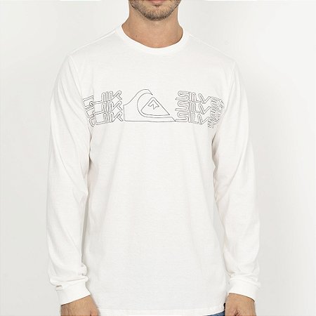 Camiseta Quiksilver Manga Longa Big Block WT26 Snow White