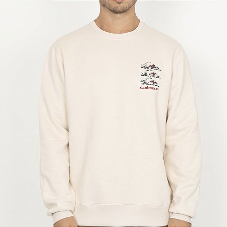 Moletom Quiksilver Careca Three Logo WT26 Masculino Areia