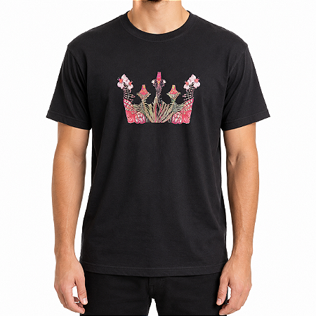 Camiseta Osklen Vintage Coroa Floral Masculina Preto