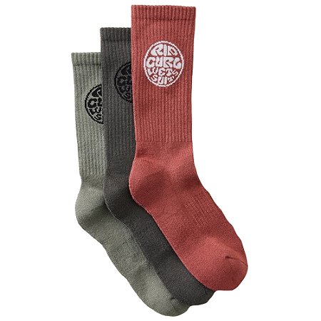 Meia Rip Curl Wetty Crew Sock 3PK WT26 Black
