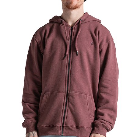 Moletom Volcom Aberto Single Stone WT26 Masculino Bordô