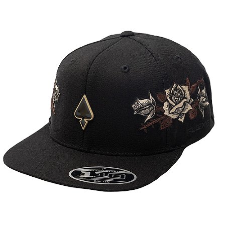 Boné MCD Aba Reta Roses Fitão 1.10 Flexfit Preto